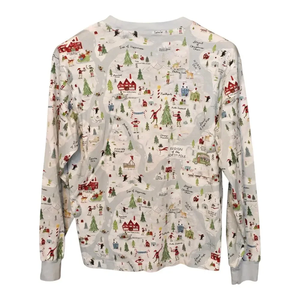 Pottery Barn Big Kids Two Piece Christmas Holiday Pajama Set Large North Pole
